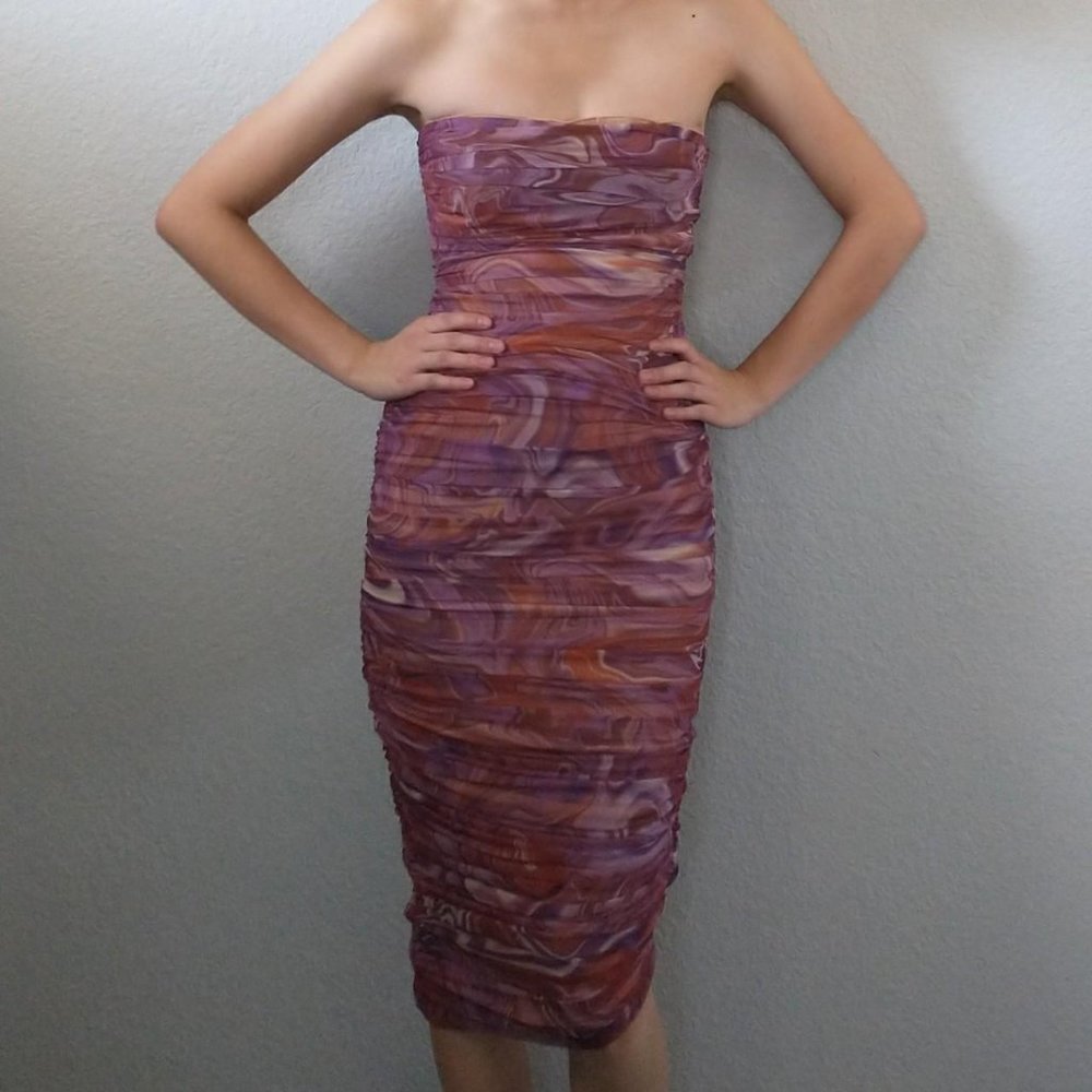 House of CB Psychedelic Swirl Midi Dress (XS)